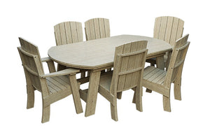 Amish Coastal Fanback 7-Piece Patio Dining Set: Table, 2 Armchairs & 4 Side Chairs in Birchwood