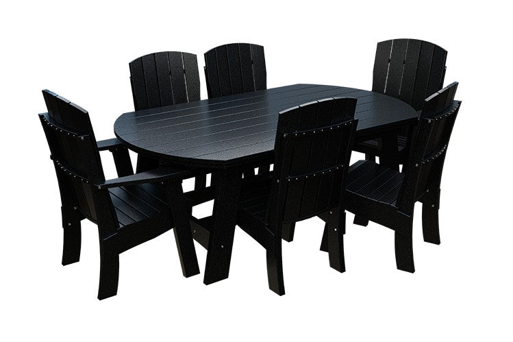 Amish Coastal Fanback 7-Piece Patio Dining Set: Table, 2 Armchairs & 4 Side Chairs in Black