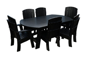 Amish Coastal Fanback 7-Piece Patio Dining Set: Table, 2 Armchairs & 4 Side Chairs in Black