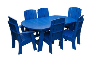 Amish Coastal Fanback 7-Piece Patio Dining Set: Table, 2 Armchairs & 4 Side Chairs in Blue