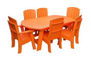 Amish Coastal Fanback 7-Piece Patio Dining Set: Table, 2 Armchairs & 4 Side Chairs in Bright Orange