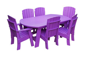 Amish Coastal Fanback 7-Piece Patio Dining Set: Table, 2 Armchairs & 4 Side Chairs in Bright Purple