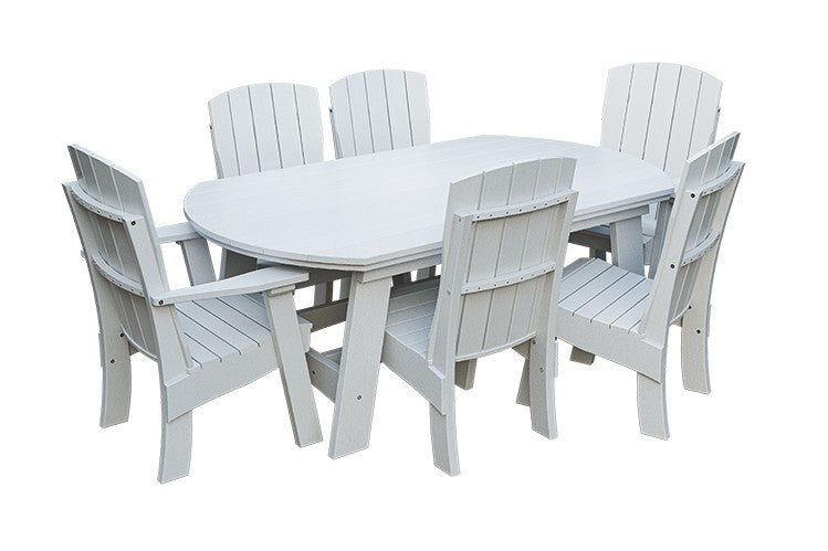 Amish Coastal Fanback 7-Piece Patio Dining Set: Table, 2 Armchairs & 4 Side Chairs in Bright White
