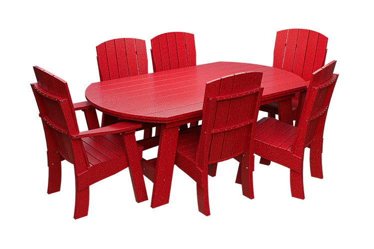 Amish Coastal Fanback 7-Piece Patio Dining Set: Table, 2 Armchairs & 4 Side Chairs in Cardinal Red