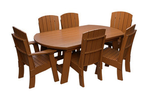 Amish Coastal Fanback 7-Piece Patio Dining Set: Table, 2 Armchairs & 4 Side Chairs in Cedar