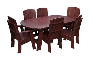 Amish Coastal Fanback 7-Piece Patio Dining Set: Table, 2 Armchairs & 4 Side Chairs in Cherrywood