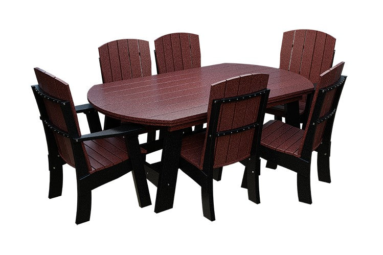 Amish Coastal Fanback 7-Piece Patio Dining Set: Table, 2 Armchairs & 4 Side Chairs in Cherrywood & Black