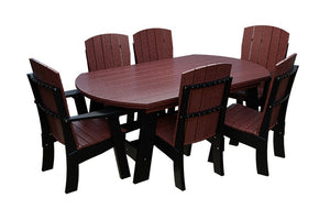 Amish Coastal Fanback 7-Piece Patio Dining Set: Table, 2 Armchairs & 4 Side Chairs in Cherrywood & Black
