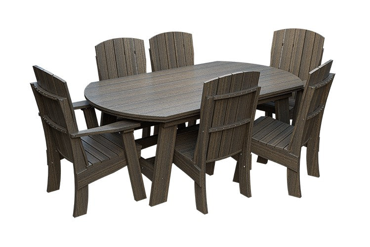 Amish Coastal Fanback 7-Piece Patio Dining Set: Table, 2 Armchairs & 4 Side Chairs in Coastal Gray