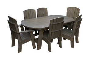 Amish Coastal Fanback 7-Piece Patio Dining Set: Table, 2 Armchairs & 4 Side Chairs in Coastal Gray