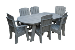 Amish Coastal Fanback 7-Piece Patio Dining Set: Table, 2 Armchairs & 4 Side Chairs in Driftwood Gray