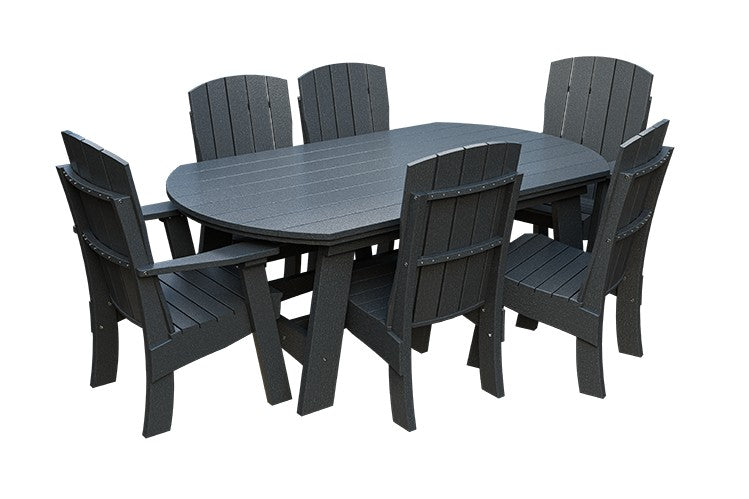 Amish Coastal Fanback 7-Piece Patio Dining Set: Table, 2 Armchairs & 4 Side Chairs in Gray