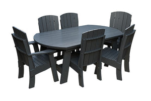 Amish Coastal Fanback 7-Piece Patio Dining Set: Table, 2 Armchairs & 4 Side Chairs in Gray