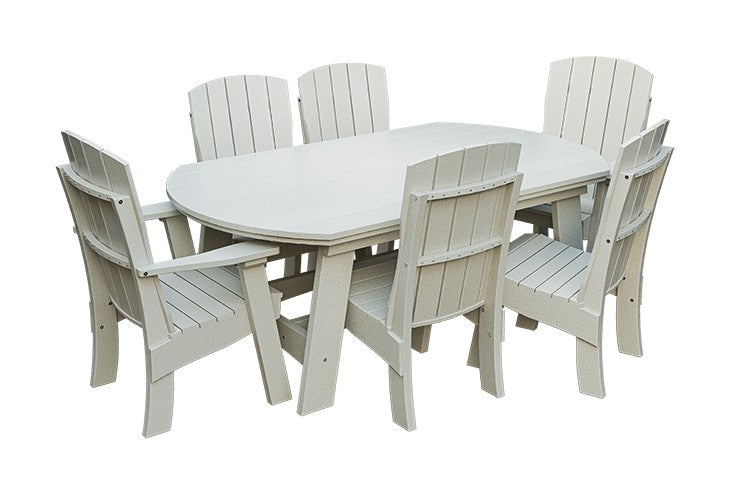 Amish Coastal Fanback 7-Piece Patio Dining Set: Table, 2 Armchairs & 4 Side Chairs in Ivory
