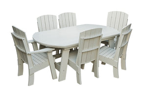 Amish Coastal Fanback 7-Piece Patio Dining Set: Table, 2 Armchairs & 4 Side Chairs in Ivory