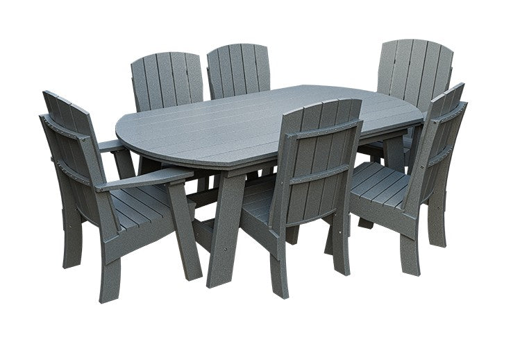 Amish Coastal Fanback 7-Piece Patio Dining Set: Table, 2 Armchairs & 4 Side Chairs in Light Gray