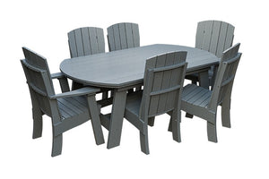 Amish Coastal Fanback 7-Piece Patio Dining Set: Table, 2 Armchairs & 4 Side Chairs in Light Gray
