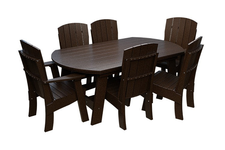 Amish Coastal Fanback 7-Piece Patio Dining Set: Table, 2 Armchairs & 4 Side Chairs in Milwaukee Brown
