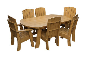 Amish Coastal Fanback 7-Piece Patio Dining Set: Table, 2 Armchairs & 4 Side Chairs in Natural Teak