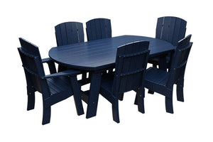 Amish Coastal Fanback 7-Piece Patio Dining Set: Table, 2 Armchairs & 4 Side Chairs in Patriot Blue