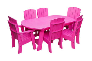Amish Coastal Fanback 7-Piece Patio Dining Set: Table, 2 Armchairs & 4 Side Chairs in Pink