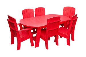 Amish Coastal Fanback 7-Piece Patio Dining Set: Table, 2 Armchairs & 4 Side Chairs in Red