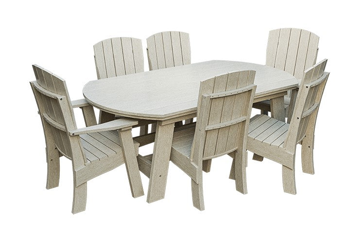 Amish Coastal Fanback 7-Piece Patio Dining Set: Table, 2 Armchairs & 4 Side Chairs in Seashell