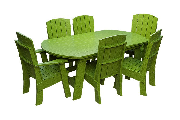 Amish Coastal Fanback 7-Piece Patio Dining Set: Table, 2 Armchairs & 4 Side Chairs in Tropical Lime Green