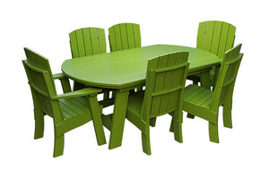 Amish Coastal Fanback 7-Piece Patio Dining Set: Table, 2 Armchairs & 4 Side Chairs in Tropical Lime Green