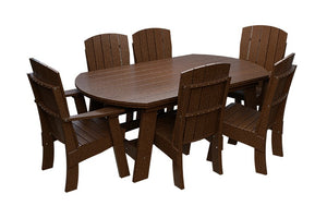 Amish Coastal Fanback 7-Piece Patio Dining Set: Table, 2 Armchairs & 4 Side Chairs in Tudor Brown