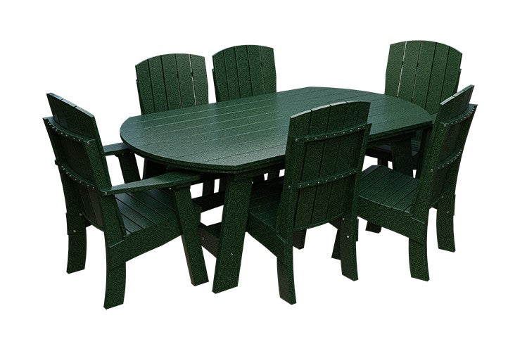 Amish Coastal Fanback 7-Piece Patio Dining Set: Table, 2 Armchairs & 4 Side Chairs in Turf Green