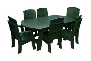 Amish Coastal Fanback 7-Piece Patio Dining Set: Table, 2 Armchairs & 4 Side Chairs in Turf Green