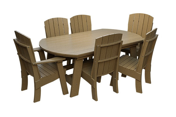 Amish Coastal Fanback 7-Piece Patio Dining Set: Table, 2 Armchairs & 4 Side Chairs in Weathered Wood