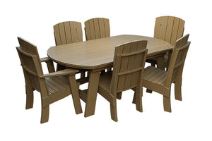 Amish Coastal Fanback 7-Piece Patio Dining Set: Table, 2 Armchairs & 4 Side Chairs in Weathered Wood