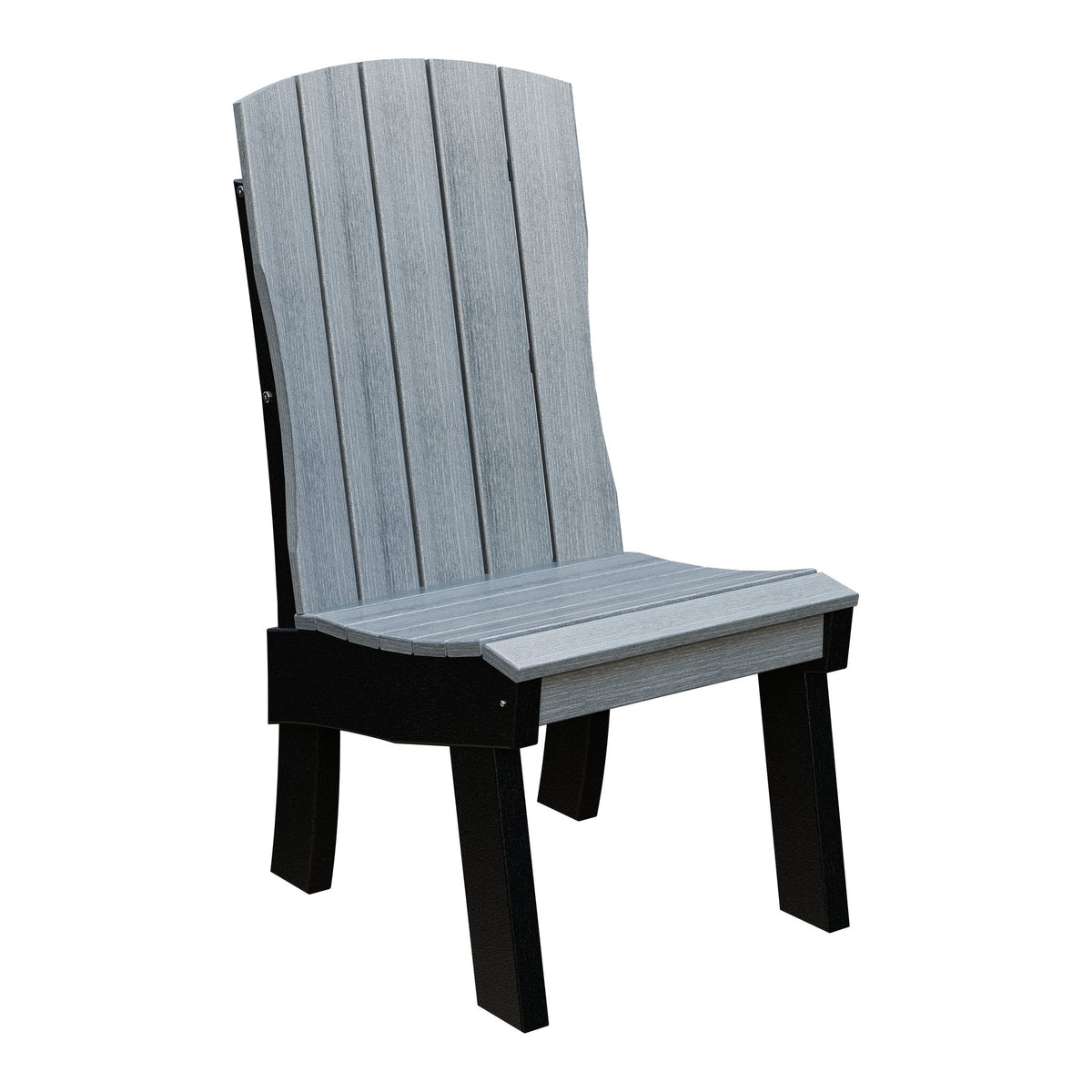 Amish Coastal Fanback Patio Dining Side Chair in Driftwood Gray & Black