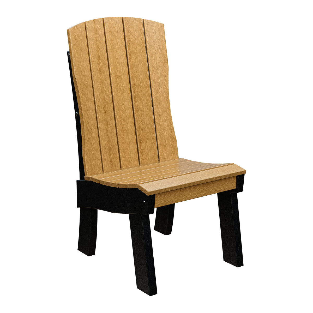 Amish Coastal Fanback Patio Dining Side Chair in Natural Teak & Black