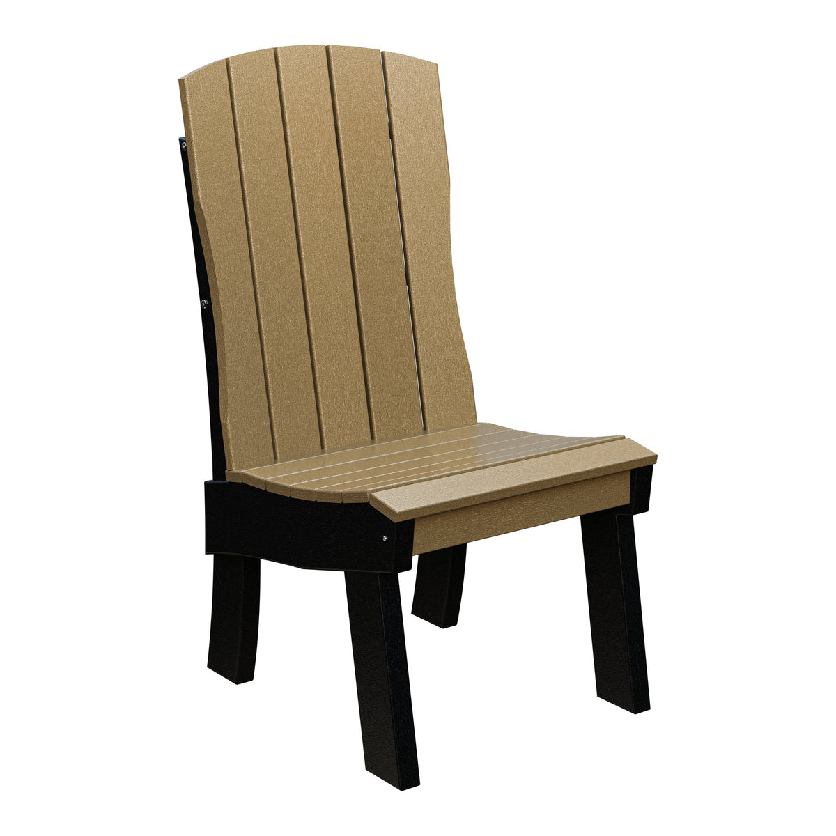 Amish Coastal Fanback Patio Dining Side Chair in Weathered Wood & Black