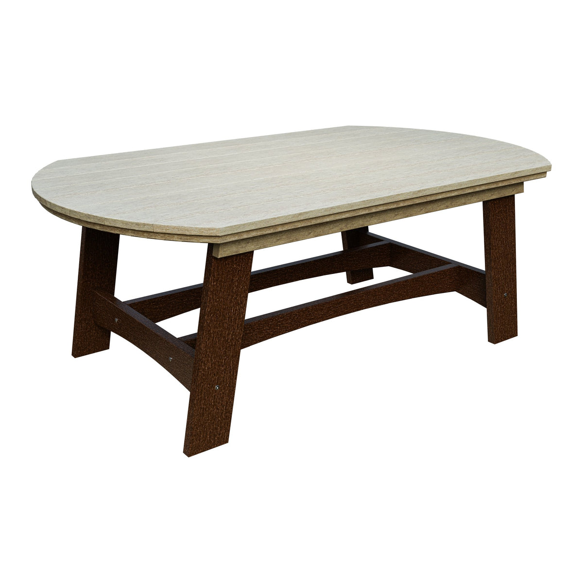 Amish Coastal Fanback 4' x 6' Patio Dining Table in Birchwood & Tudor Brown