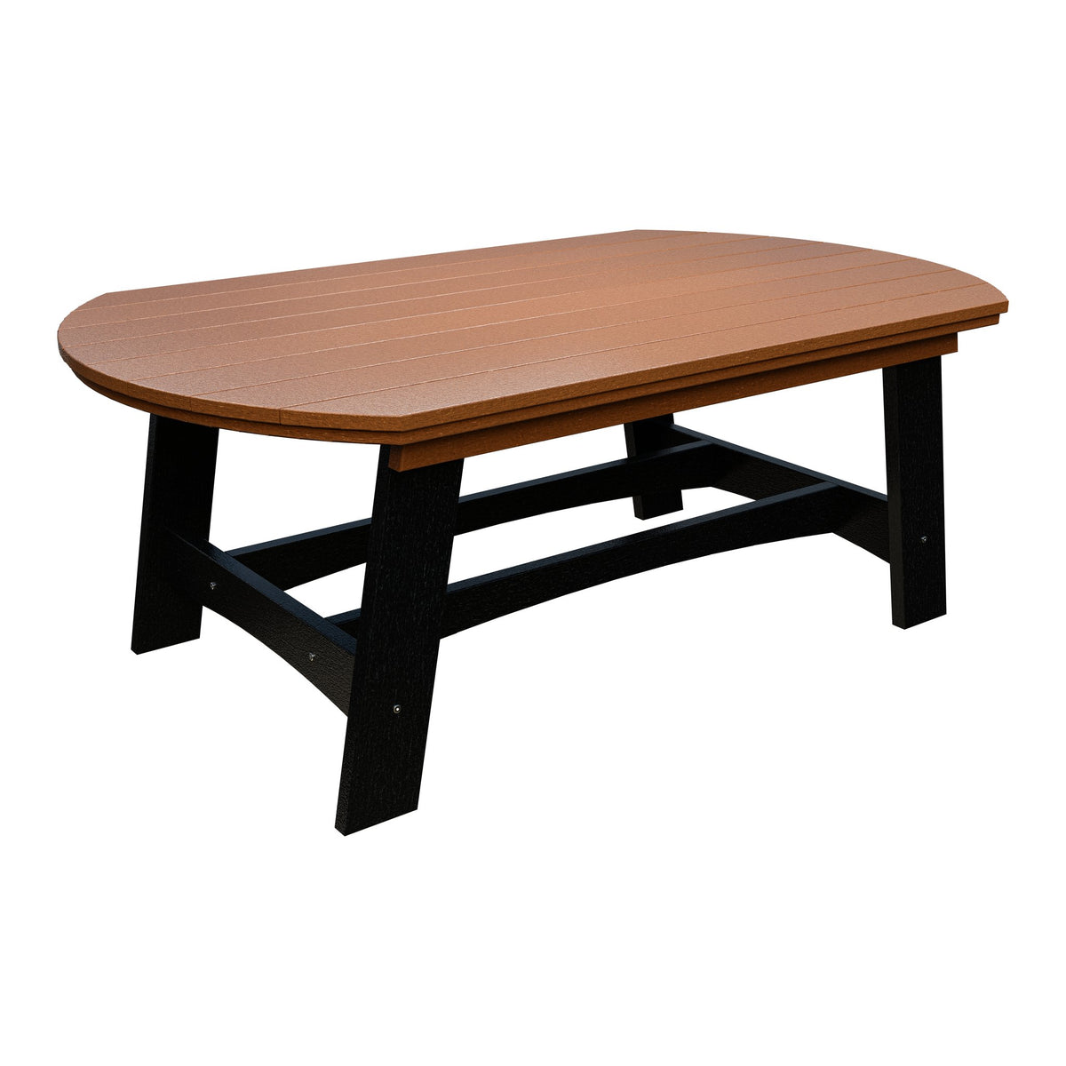 Amish Coastal Fanback 4' x 6' Patio Dining Table in Cedar & Black