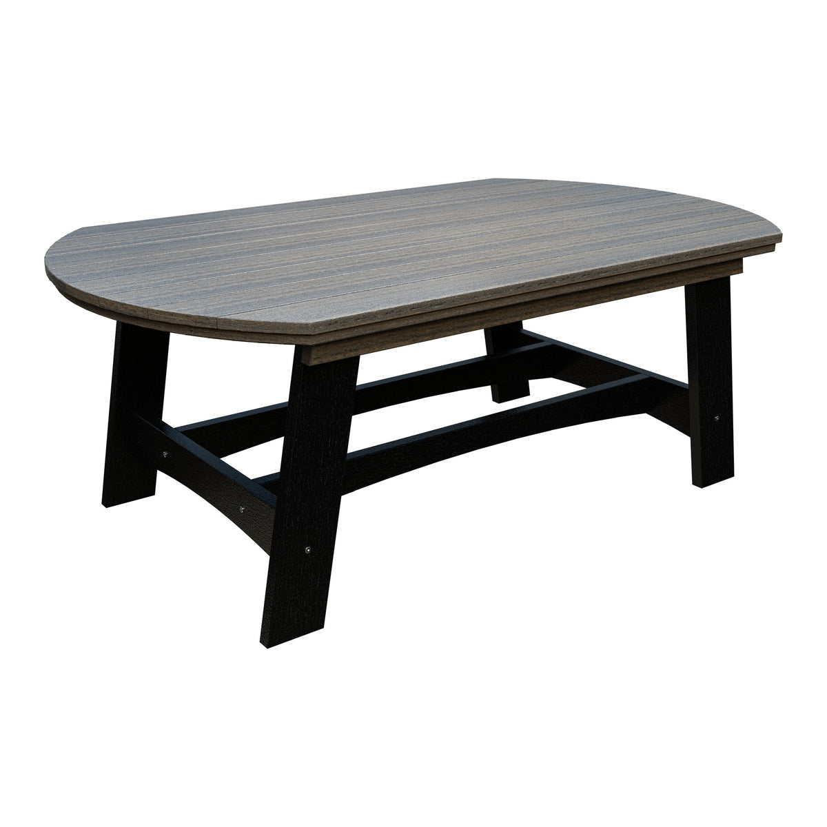 Amish Coastal Fanback 4' x 6' Patio Dining Table in Coastal Gray & Black