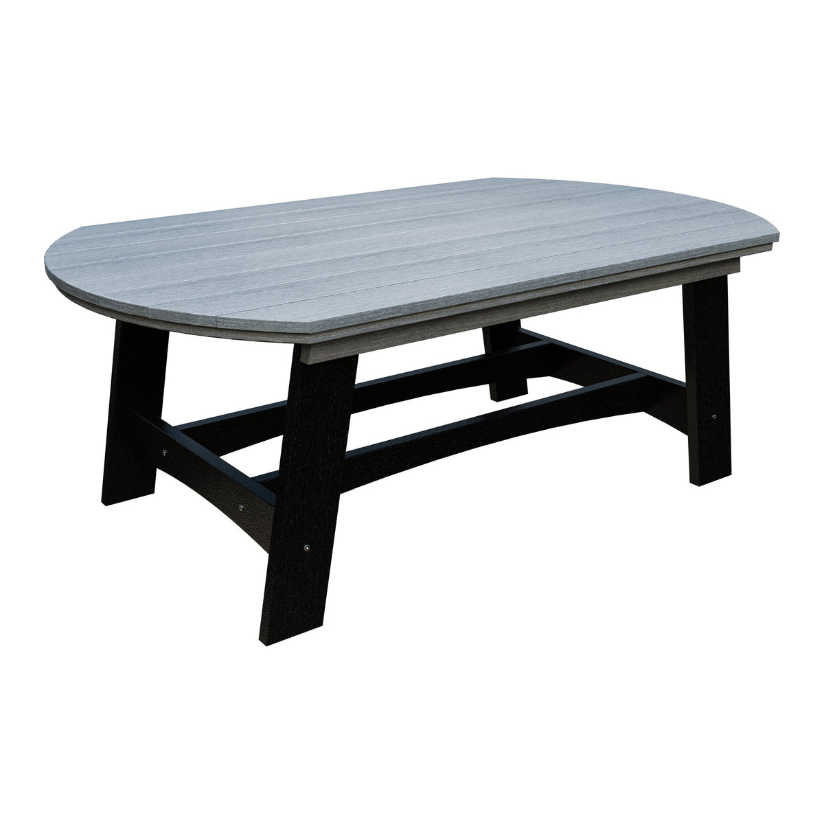Amish Coastal Fanback 4' x 6' Patio Dining Table in Driftwood Gray & Black