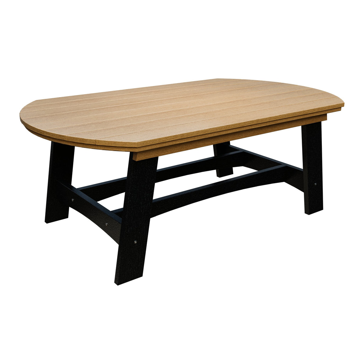 Amish Coastal Fanback 4' x 6' Patio Dining Table in Natural Teak & Black