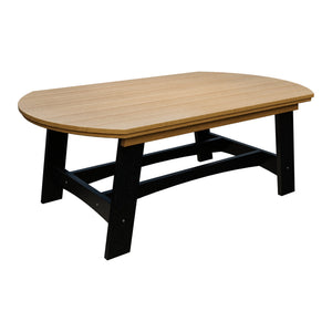 Amish Coastal Fanback 4' x 6' Patio Dining Table in Natural Teak & Black