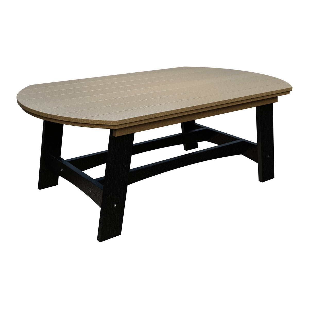 Amish Coastal Fanback 4' x 6' Patio Dining Table in Weathered Wood & Black