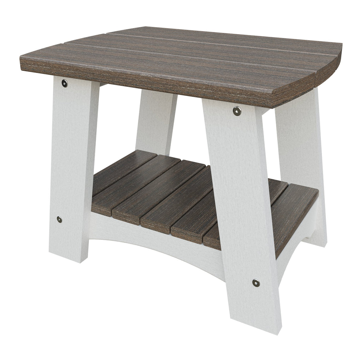 Amish Coastal Poly End Table in Brazilian Walnut & White