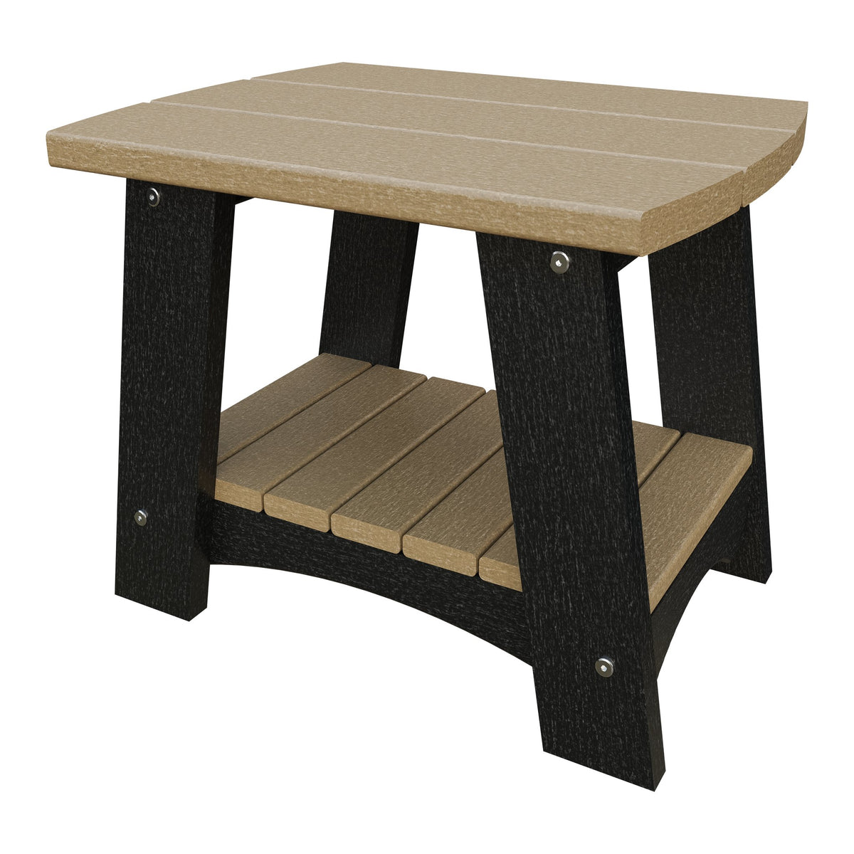 Amish Coastal Poly End Table in Weathered Wood & Black