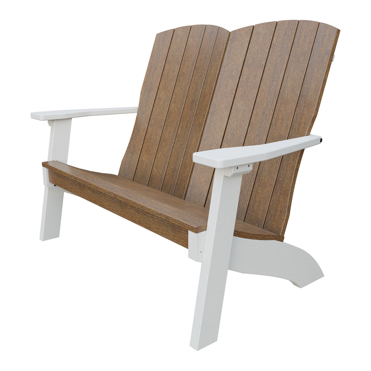 Amish Coastal Poly Love Seat in Antique Mahogany & White