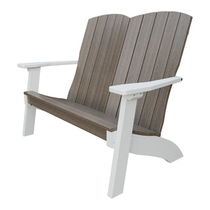 Amish Coastal Poly Love Seat in Brazilian Walnut & White