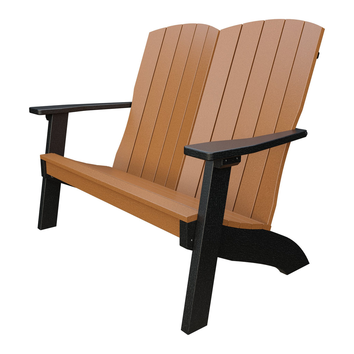 Amish Coastal Poly Love Seat in Cedar & Black
