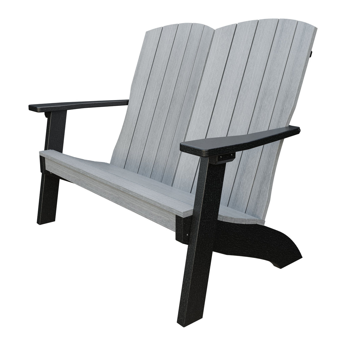 Amish Coastal Poly Love Seat in Driftwood Gray & Black